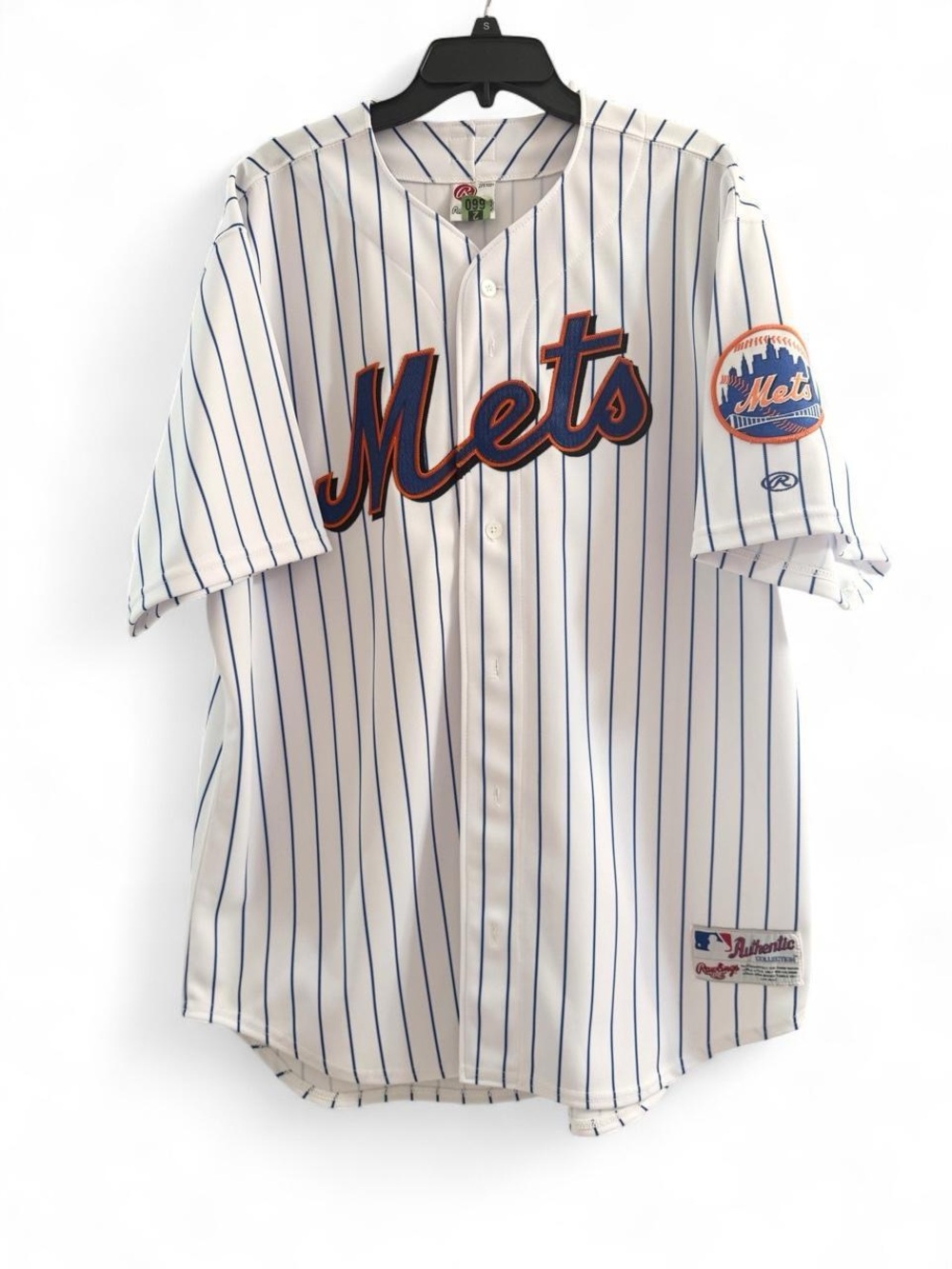 Rawlings White & Blue Pinstripe Mets Baseball Jersey
